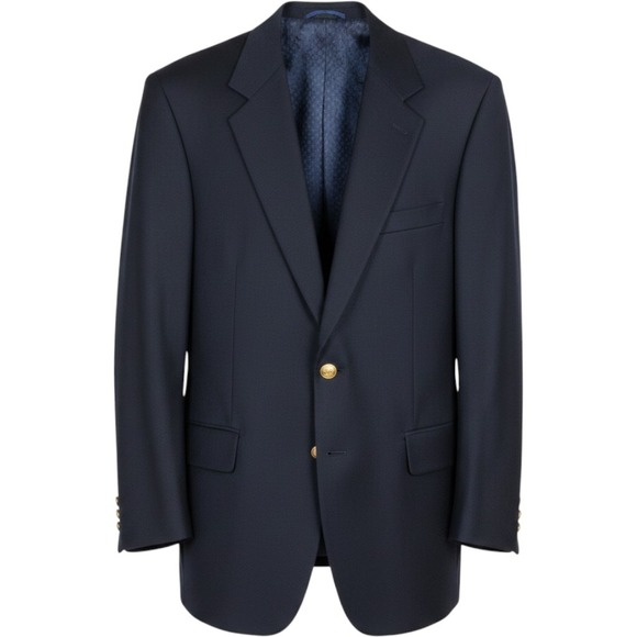 Perma-Prest Other - Perma-Prest Blazer Jacket Mens 46R Navy Gold Button Dacron Polyester Vintage